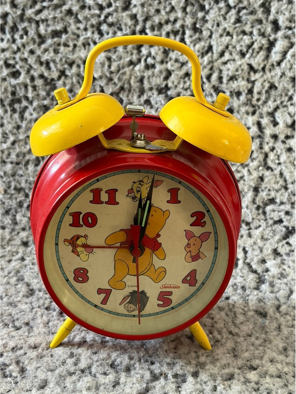 Vintage Sunbeam Disney Winnie the Pooh Alarm Clock Twin Bell Quartz Works